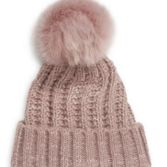 Kyi Kyi Women’s Knit Wool Blend Faux Fur Pom-Pom Winter Beanie‎ (Beige) Kyi Kyi Wool Blend Beanie knit hat w/ Pom - Pistachio Beige  main image 4